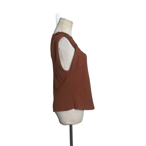 Good American Twisted Strap Brown Ribbed Knit Tank Top size 5/6 - 2XL - Picture 7 of 13